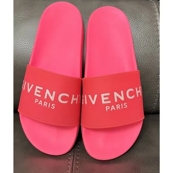 Givenchy Slide In Sandals Flip Flop Summer Shoes Bright Pink Sz M 9/W 11 Vntg