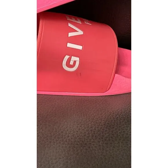 Givenchy Slide In Sandals Flip Flop Summer Shoes Bright Pink Sz M 9/W 11 Vntg