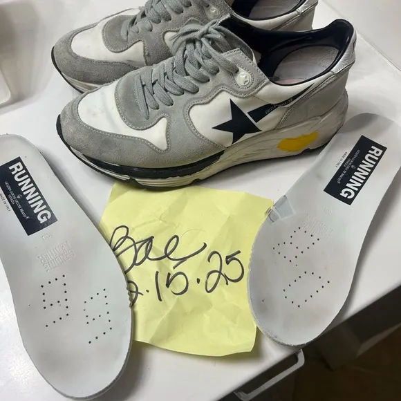 Golden Goose running soles Sz 38 Gray and White Sneakers