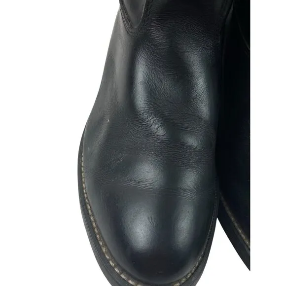 Goodyear Mens Boots 9EEE Black Leather Western Grunge Biker Vibram Oil Resistant