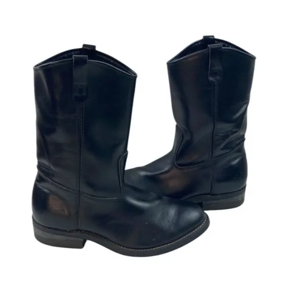 Goodyear Mens Boots 9EEE Black Leather Western Grunge Biker Vibram Oil Resistant