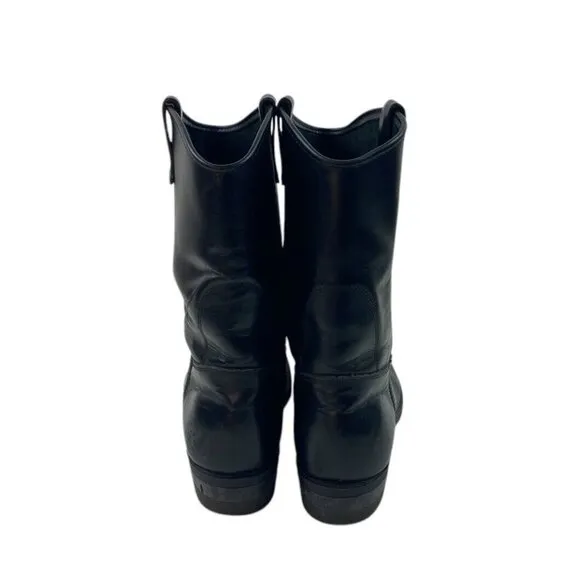 Goodyear Mens Boots 9EEE Black Leather Western Grunge Biker Vibram Oil Resistant