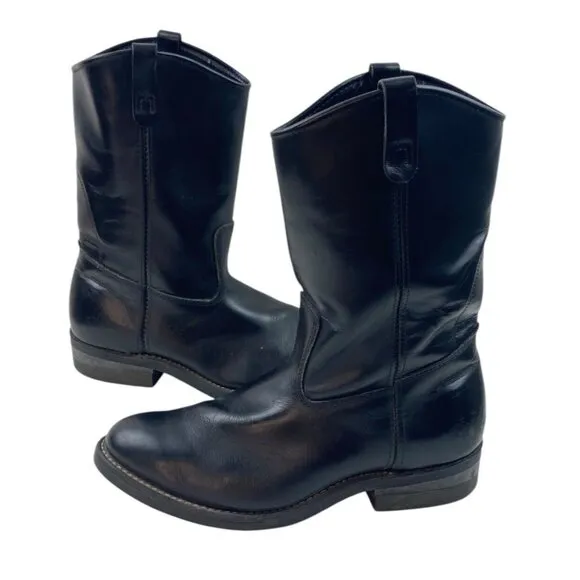 Goodyear Mens Boots 9EEE Black Leather Western Grunge Biker Vibram Oil Resistant