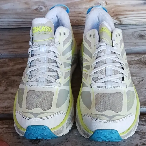 Gray and Yellow Athletic Running Shoes