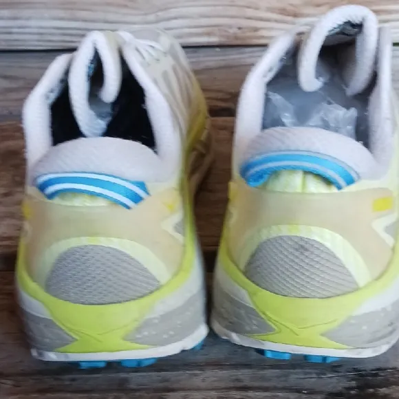 Gray and Yellow Athletic Running Shoes