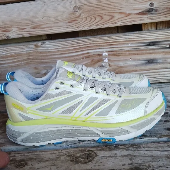Gray and Yellow Athletic Running Shoes