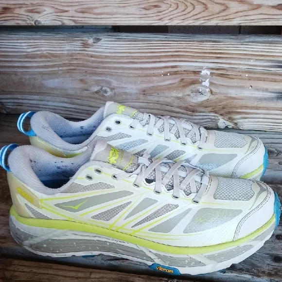 Gray and Yellow Athletic Running Shoes