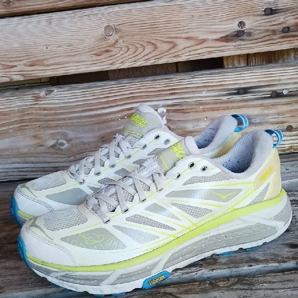 Gray and Yellow Athletic Running Shoes