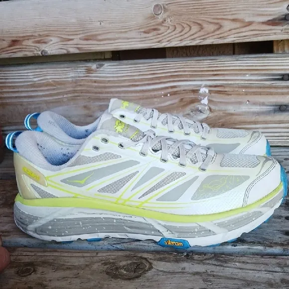 Gray and Yellow Athletic Running Shoes