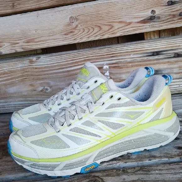 Gray and Yellow Athletic Running Shoes