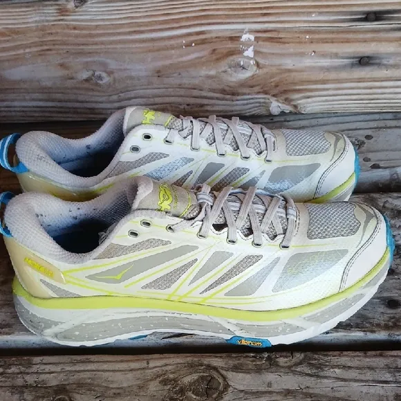 Gray and Yellow Athletic Running Shoes