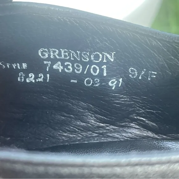 Grenson Footmaster Shoes Mens Size 9 Black Leather Slip-On England Style 7439/01