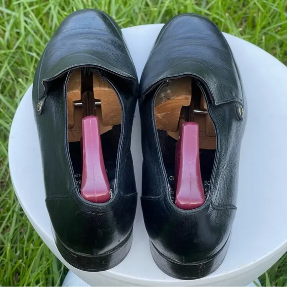Grenson Footmaster Shoes Mens Size 9 Black Leather Slip-On England Style 7439/01