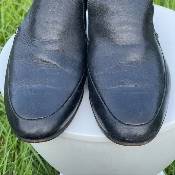Grenson Footmaster Shoes Mens Size 9 Black Leather Slip-On England Style 7439/01