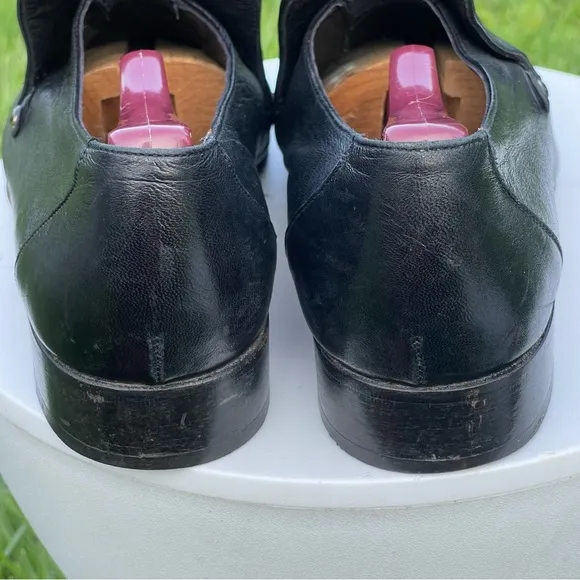Grenson Footmaster Shoes Mens Size 9 Black Leather Slip-On England Style 7439/01