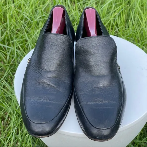 Grenson Footmaster Shoes Mens Size 9 Black Leather Slip-On England Style 7439/01