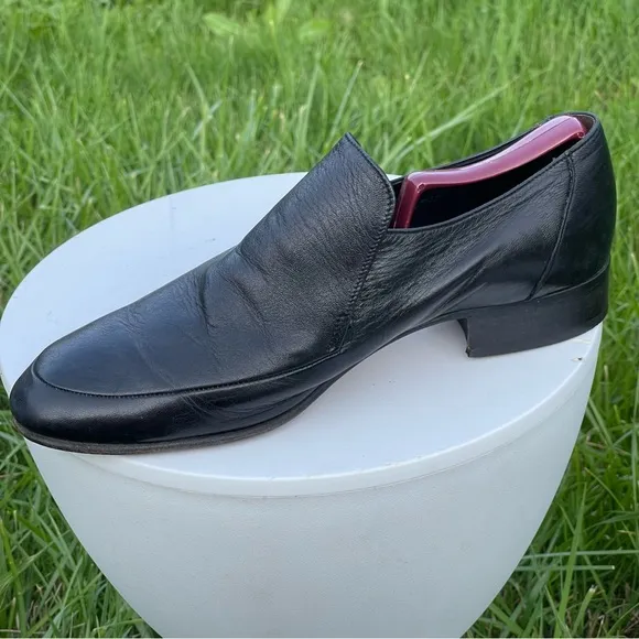 Grenson Footmaster Shoes Mens Size 9 Black Leather Slip-On England Style 7439/01