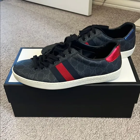 Gucci Black and Red Sneakers with Sporty Design