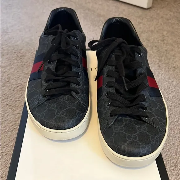 Gucci Black and Red Sneakers with Sporty Design