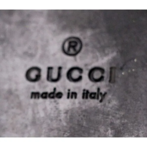 Gucci ITALY BLACK REAL LEATHER LOGO FLAT ROUND TOE BALLET SLIP ON SHOES Size 35G