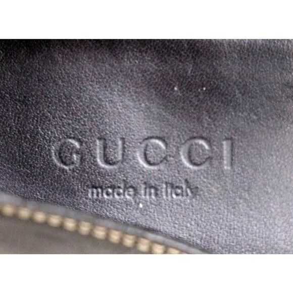 Gucci ITALY BLACK REAL LEATHER LOGO FLAT ROUND TOE BALLET SLIP ON SHOES Size 35G