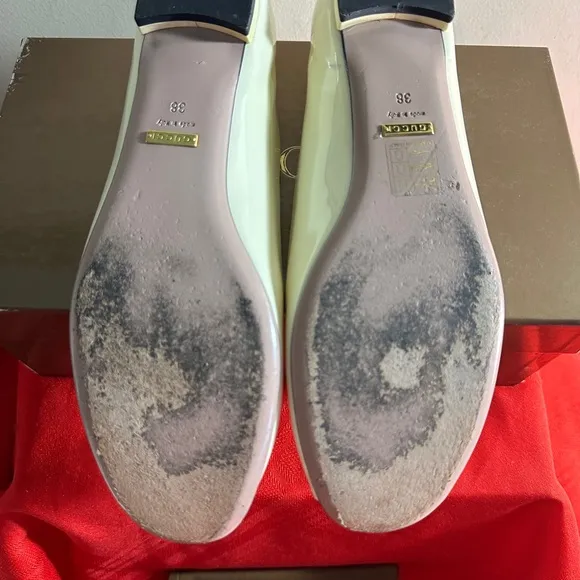 Gucci Pre-Owned Off White Horsebit Ballet Flat Open Toes Shoes