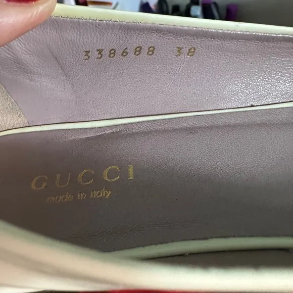 Gucci Pre-Owned Off White Horsebit Ballet Flat Open Toes Shoes
