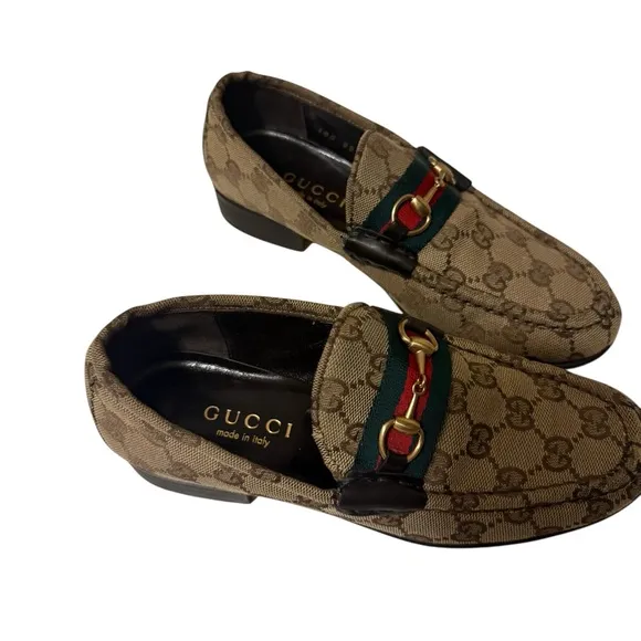 GUCCI Sherry Line GG Bit LoafersEU 6.5 Leather Beige Flat Women's Logo