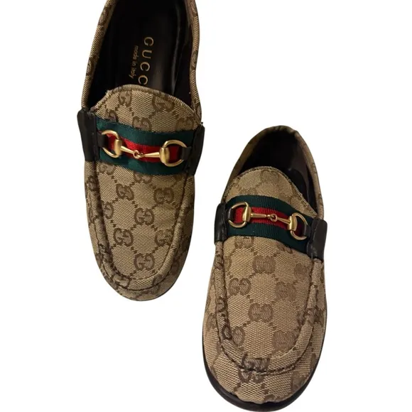 GUCCI Sherry Line GG Bit LoafersEU 6.5 Leather Beige Flat Women's Logo