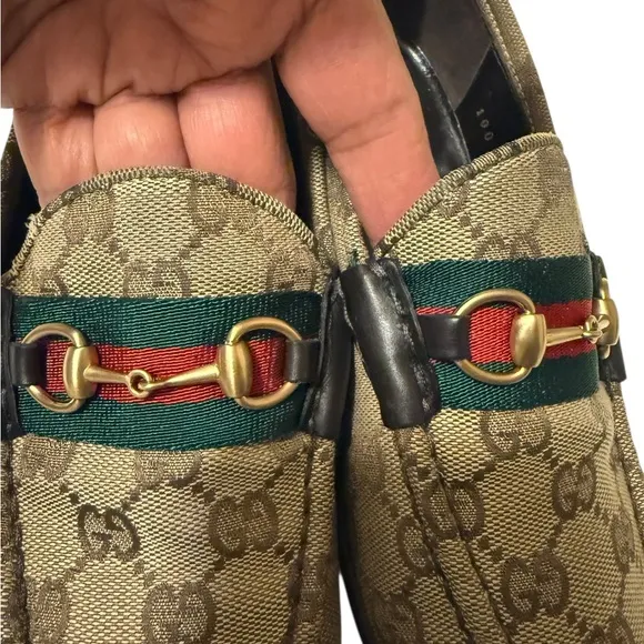 GUCCI Sherry Line GG Bit LoafersEU 6.5 Leather Beige Flat Women's Logo