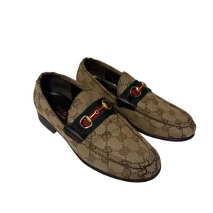 GUCCI Sherry Line GG Bit LoafersEU 6.5 Leather Beige Flat Women's Logo