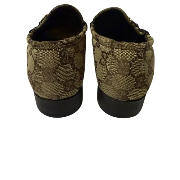 GUCCI Sherry Line GG Bit LoafersEU 6.5 Leather Beige Flat Women's Logo