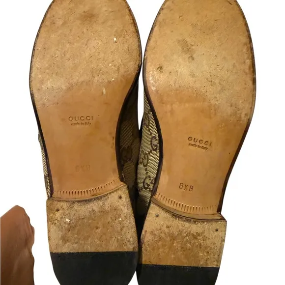 GUCCI Sherry Line GG Bit LoafersEU 6.5 Leather Beige Flat Women's Logo