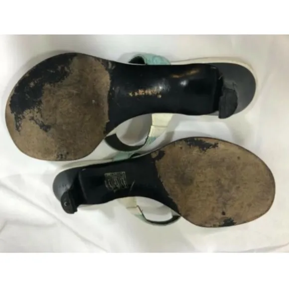Gucci Women's Thong Shoes Sandals White &amp; Blue 5.5