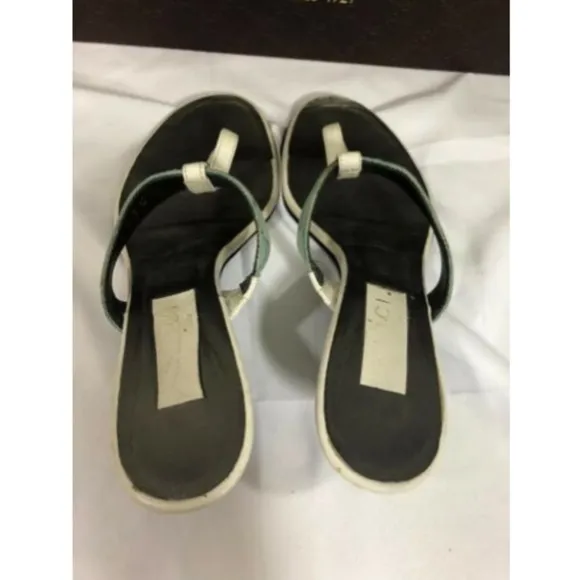 Gucci Women's Thong Shoes Sandals White &amp; Blue 5.5