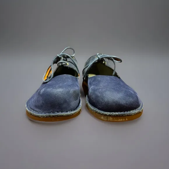 GUDRUN SJODEN Blue Suede Mary Jane Flat Shoes 38 US 7.5