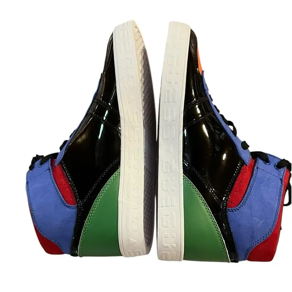 Guess Orange and Blue High-Top Sneakers with Sporty Design Size 9