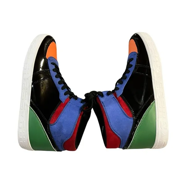 Guess Orange and Blue High-Top Sneakers with Sporty Design Size 9