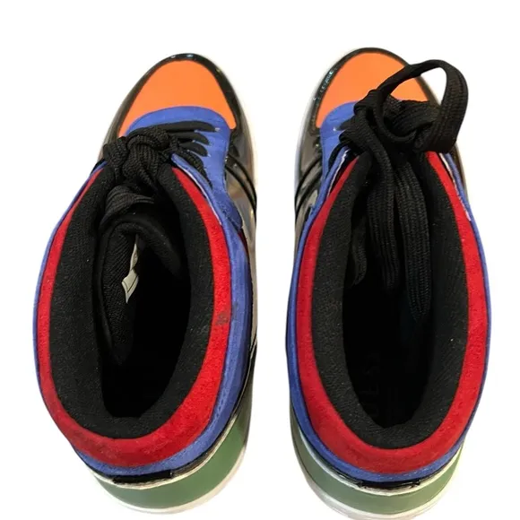 Guess Orange and Blue High-Top Sneakers with Sporty Design Size 9