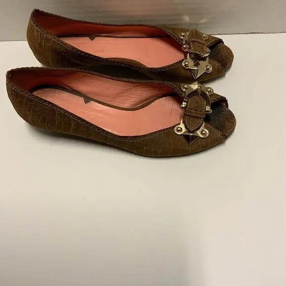 Guillaume Hinfray croc leather flat heel shoes sz  38 Italy