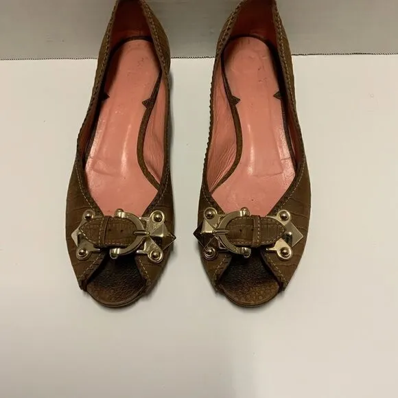 Guillaume Hinfray croc leather flat heel shoes sz  38 Italy