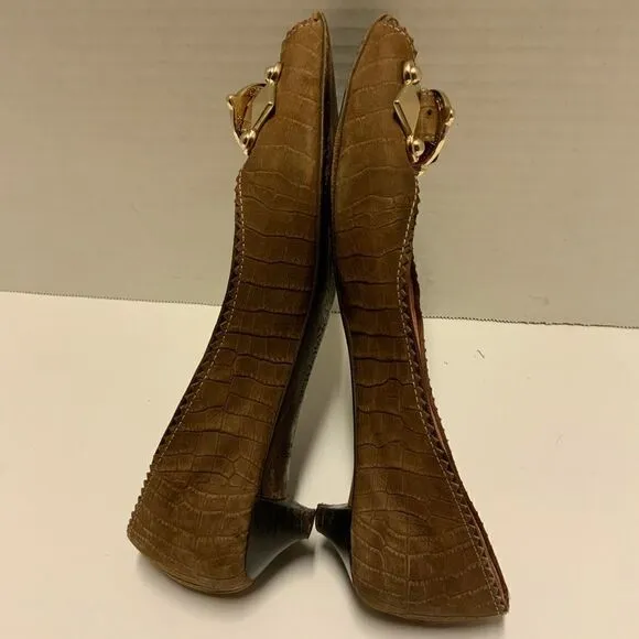 Guillaume Hinfray croc leather flat heel shoes sz  38 Italy