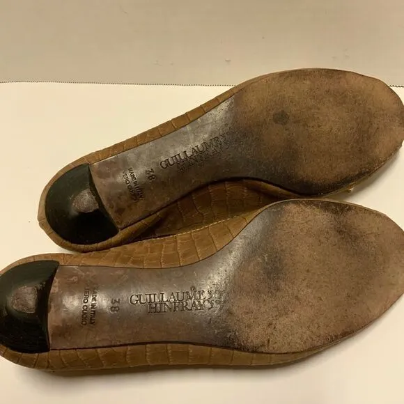Guillaume Hinfray croc leather flat heel shoes sz  38 Italy
