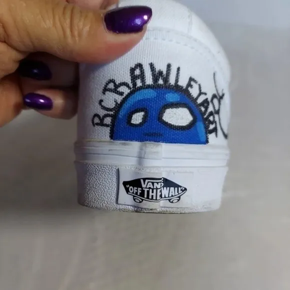 Handcrafted Colorful‎ Doodles and Directions White Van's on white background