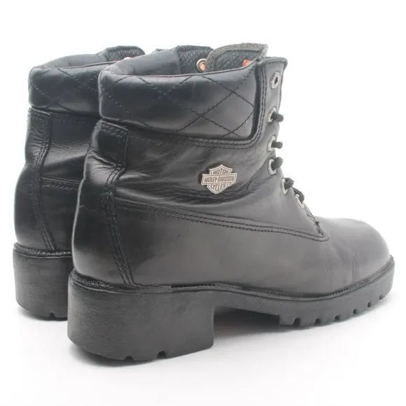 Harley Davidson Biker Moto Combat Boots Black Leather Women's Size 10