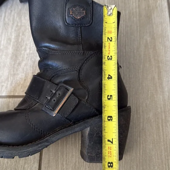 Harley Davidson Boulder 88351 Black Leather Motorcycle Boots Sz 6 Mid Shaft