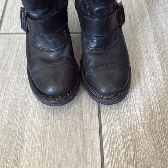 Harley Davidson Boulder 88351 Black Leather Motorcycle Boots Sz 6 Mid Shaft