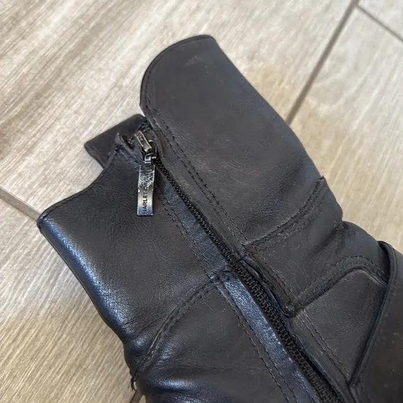 Harley Davidson Boulder 88351 Black Leather Motorcycle Boots Sz 6 Mid Shaft