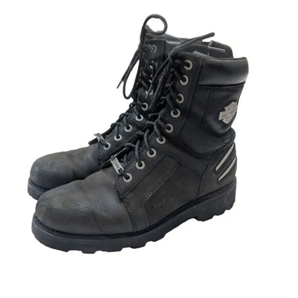 Harley Davidson Bradford Men’s 11 M Black Leather Biker Boots 7.75 Shaft D96212