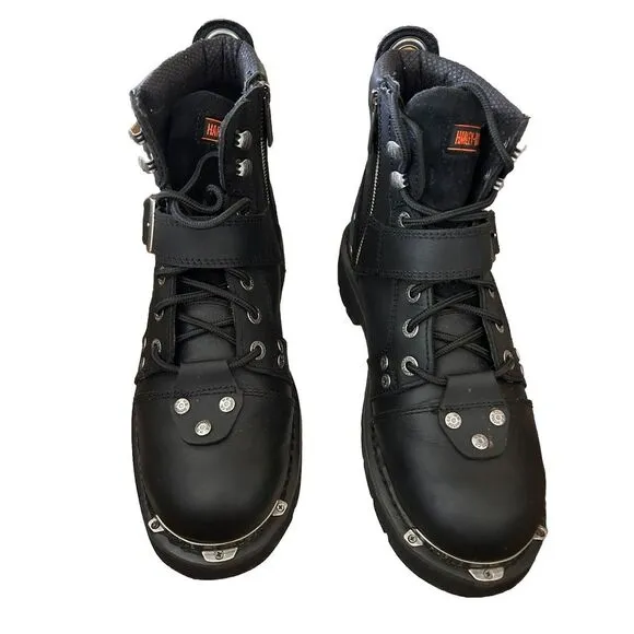 Harley-Davidson Men's Sz 8.5 Brake Buckle Black Motorcycle Boots- MSRP: $169.00